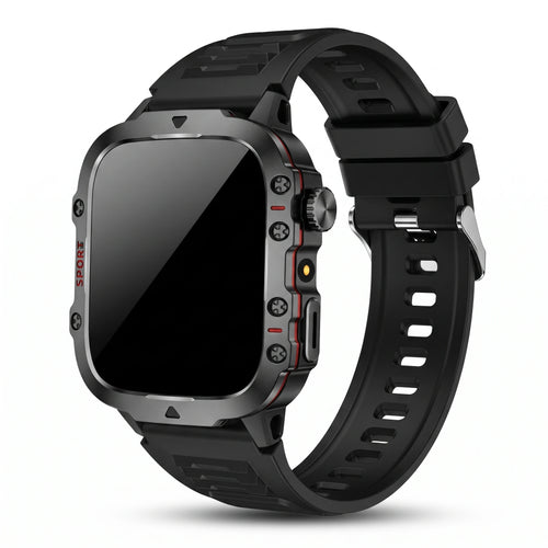 Muški pametni sat Smartwatch, crno robusno kućište, bijela pozadina