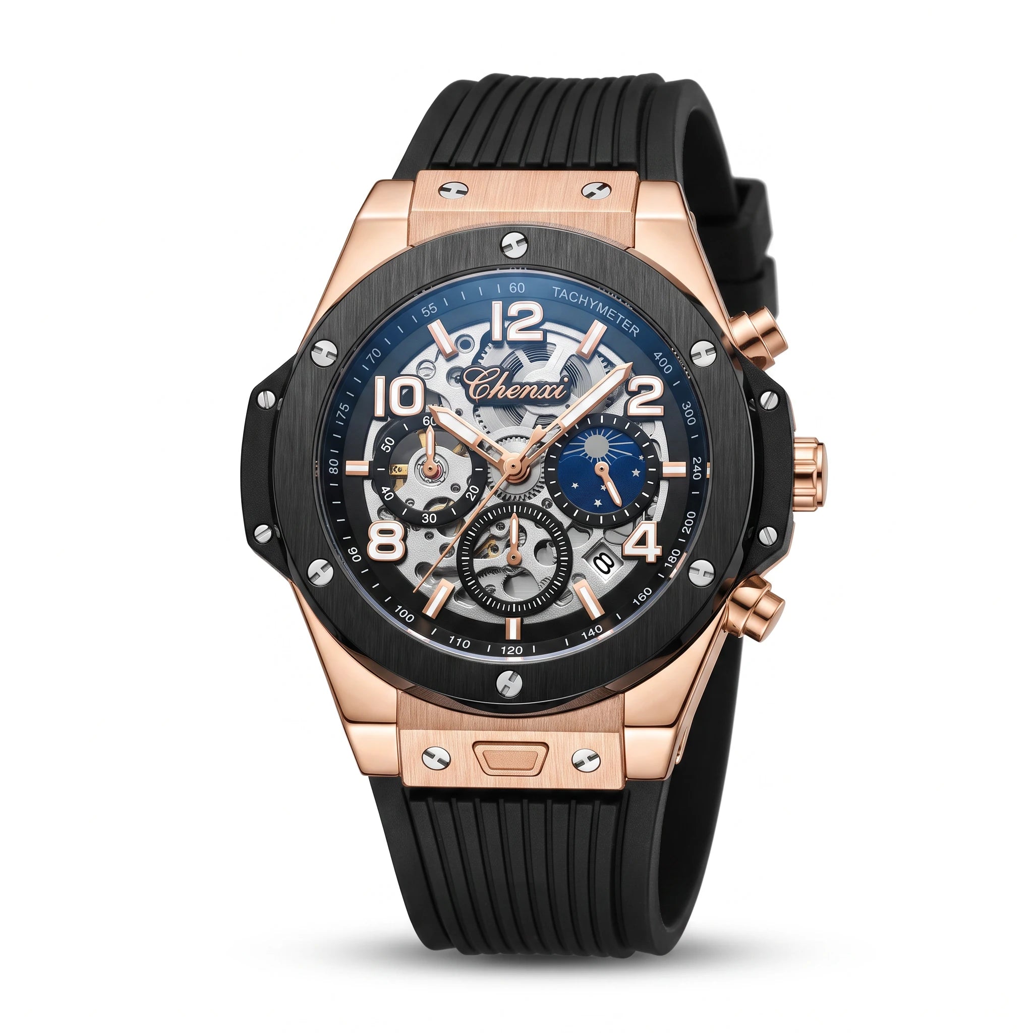 Muški sat CHENXI Black Rose Gold, prednja strana