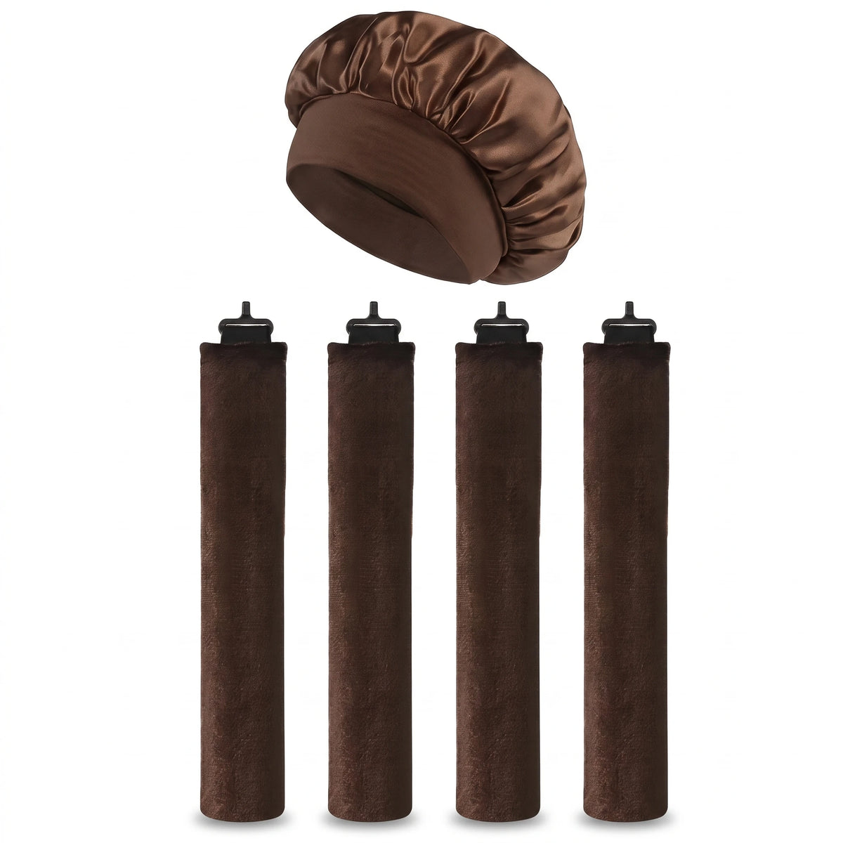 Heatless Curls set - 4 štapića za kovrčanje kose bez toplote i satenska kapa