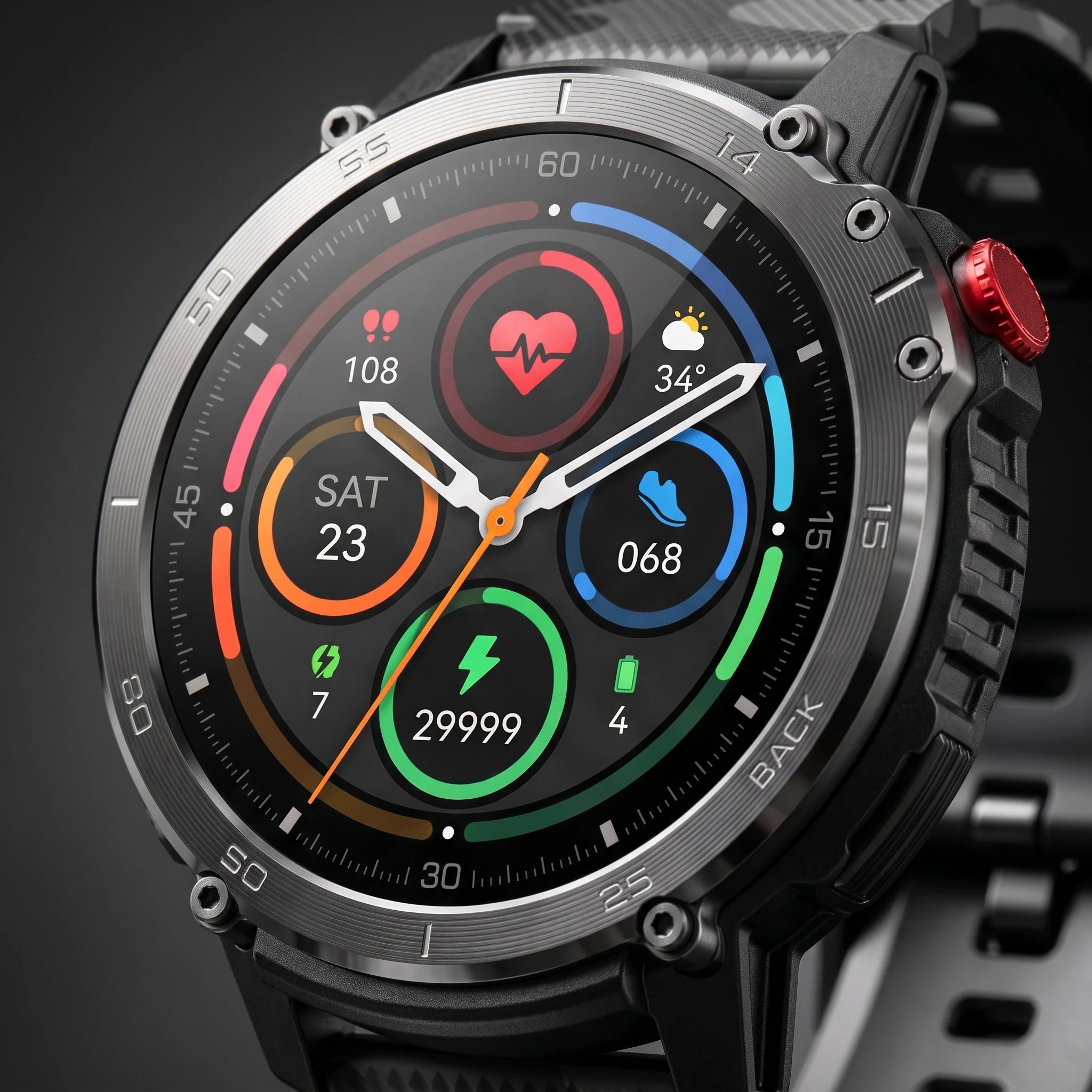 Military C22 Sport smartwatch detalj ekrana